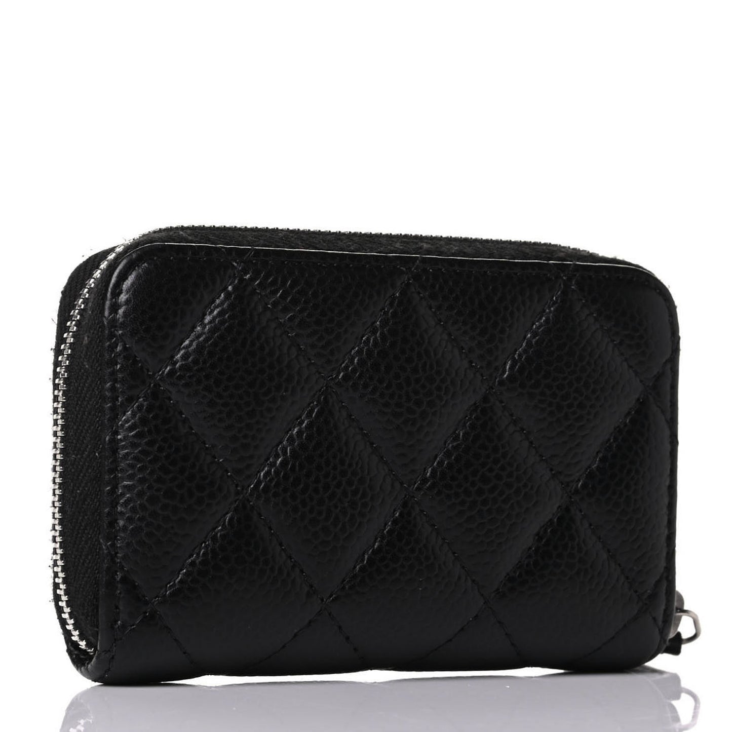 Caviar Quilted Zip Coin Purse Black