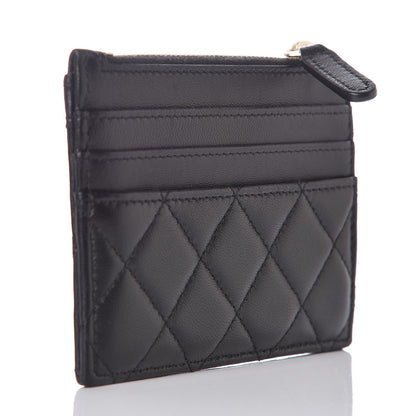 Chanel Lambskin Quilted Zip Card Holder Black 3 of 8