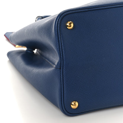 Prada Saffiano Cuir Large Double Bag Bleuette 7 of 9