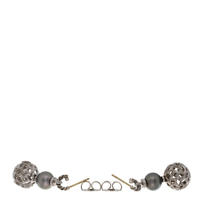 David Yurman DAVID YURMAN Sterling Silver Diamond Tahitian Pearl Quatrafoil Drop Earrings 3 of 4