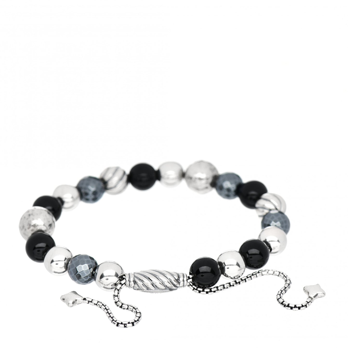 Sterling Silver Black Onyx Hemitine 8mm Elements Bead Bracelet