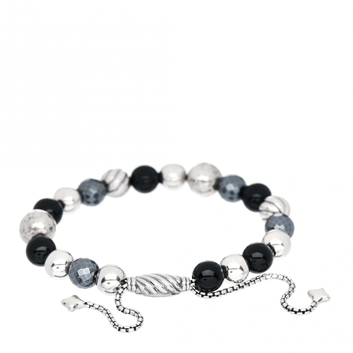 David Yurman Sterling Silver Black Onyx Hemitine 8mm Elements Bead Bracelet 3 of 4