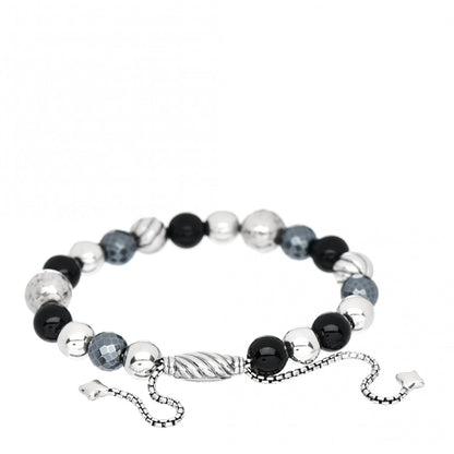 David Yurman Sterling Silver Black Onyx Hemitine 8mm Elements Bead Bracelet 3 of 4