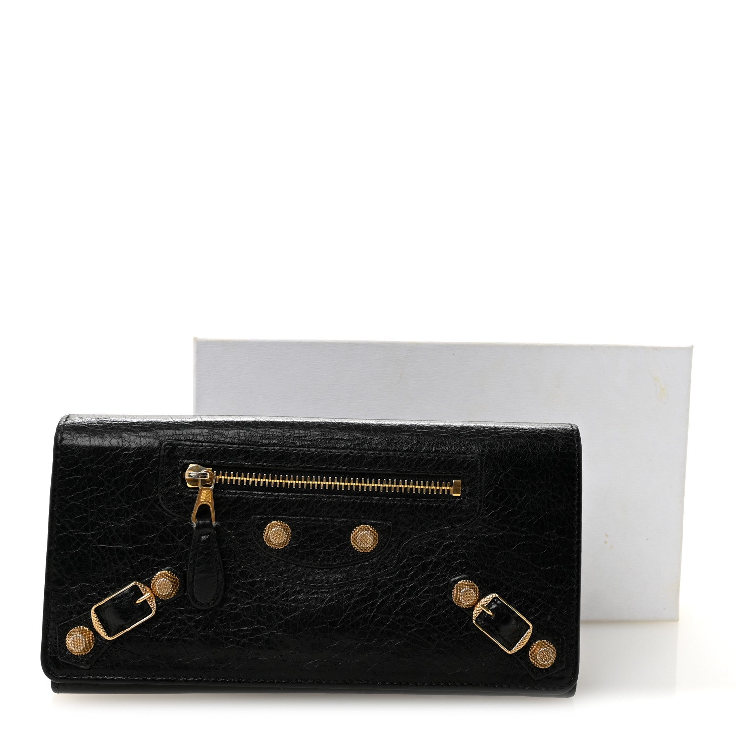 Balenciaga Agneau Giant 12 Gold Hardware Money Wallet Black 6 of 6