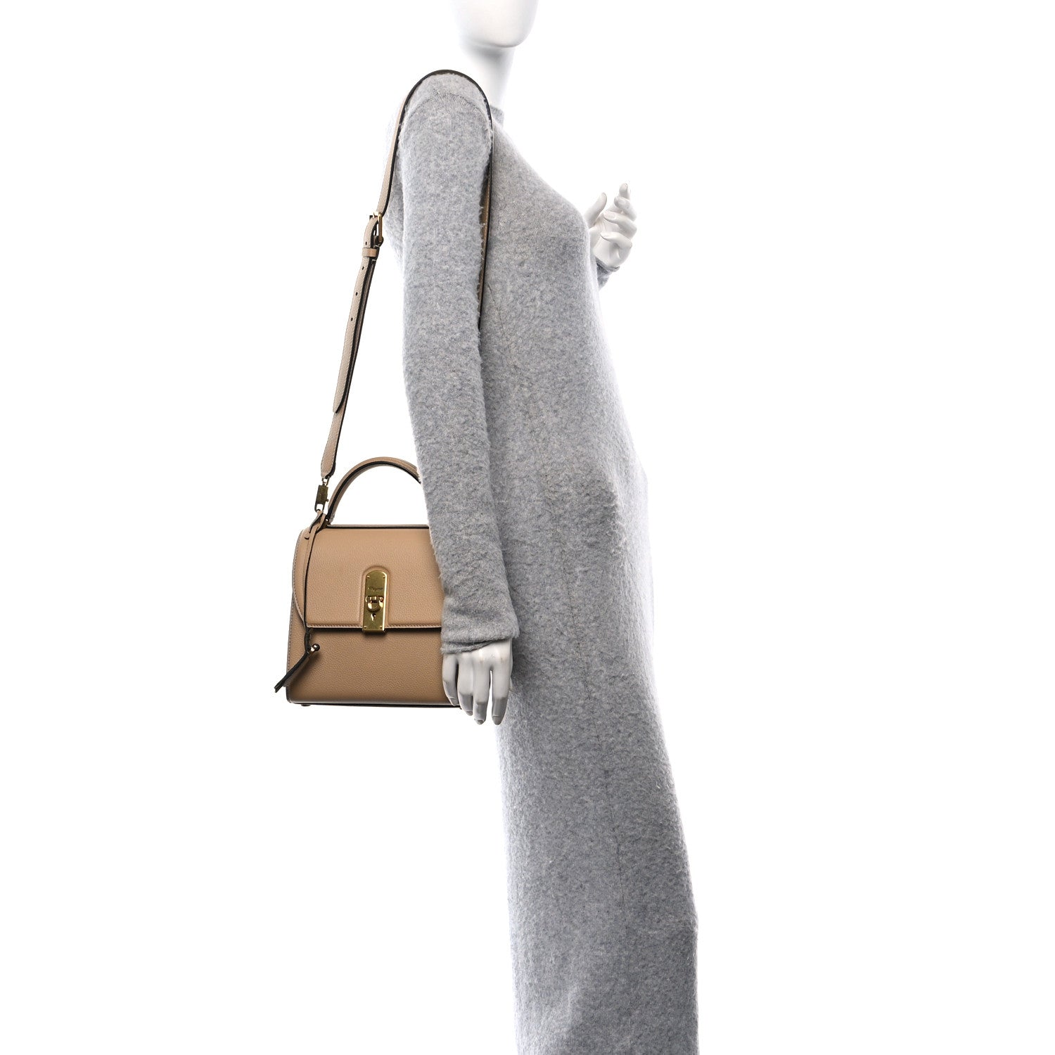 Salvatore Ferragamo Grained Calfskin Suede Small Boxyz Dune 2 of 9