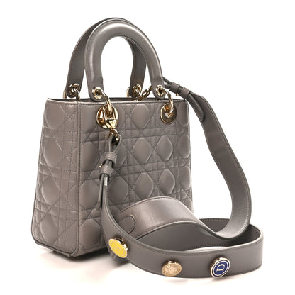 Christian Dior Lambskin Cannage Small My ABCDior Lady Dior Grey 3 of 10