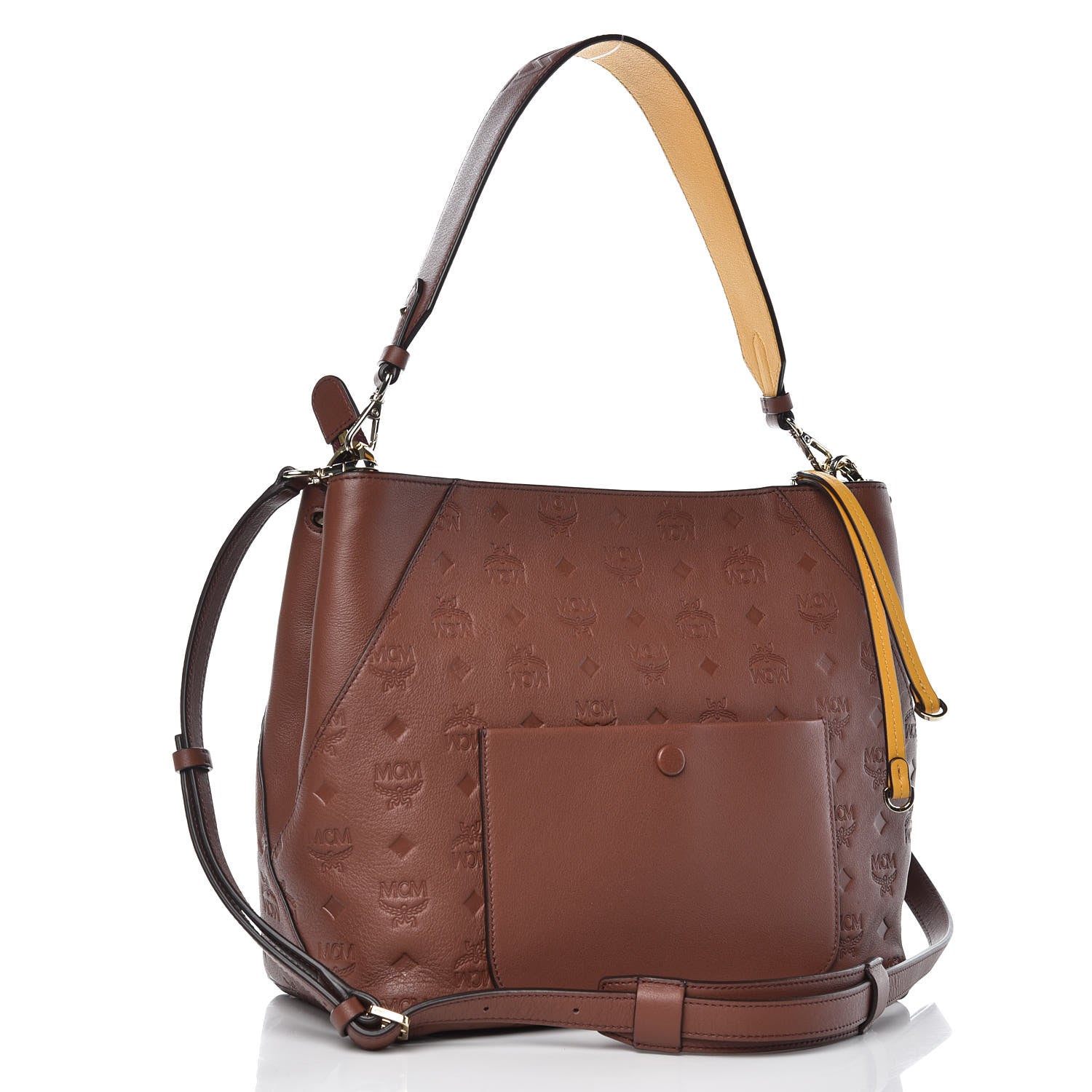 MCM Calfskin Ottomar Monogram Medium Klara Hobo Brown 3 of 11
