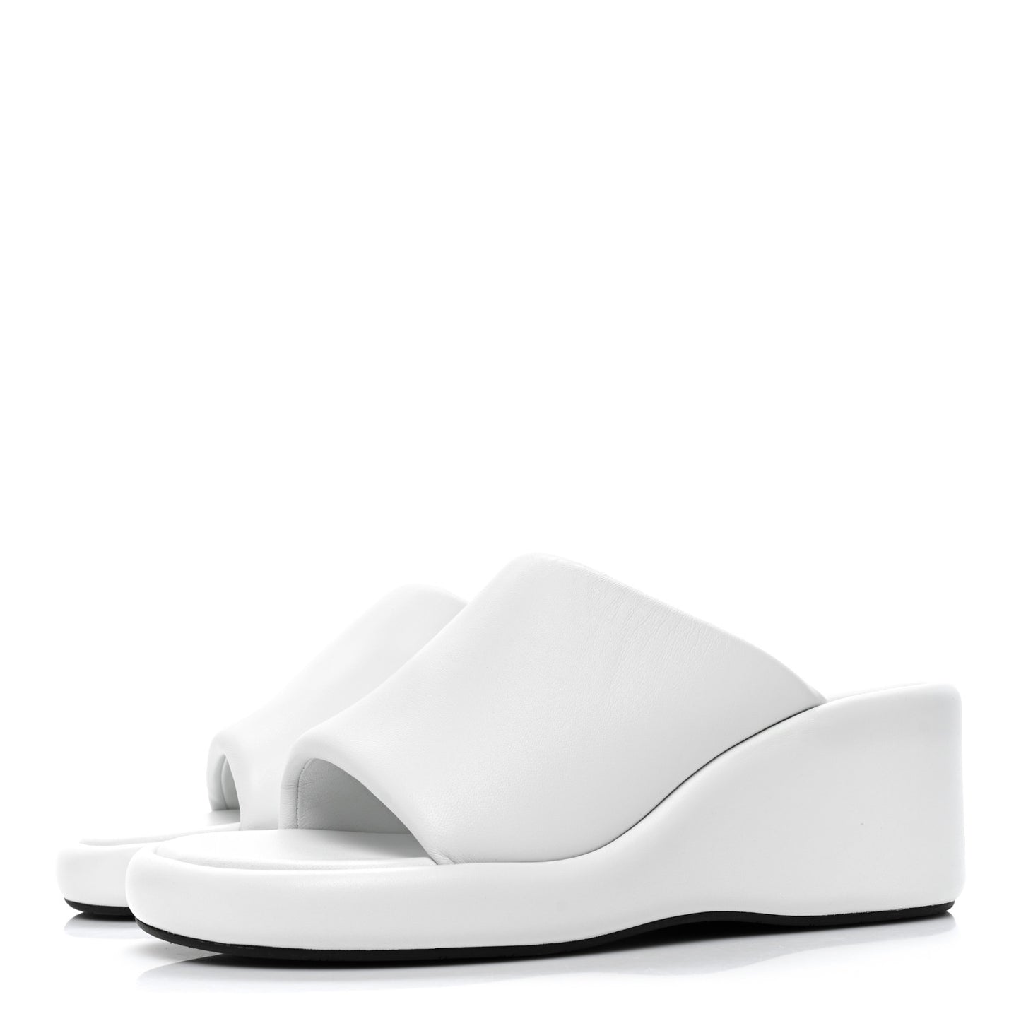 Smooth Nappa Logo Rise Wedge Sandals 39 White Black