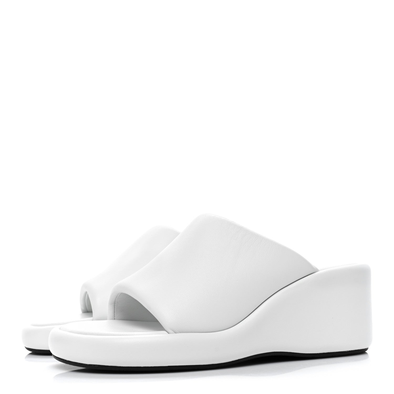 Balenciaga Smooth Nappa Logo Rise Wedge Sandals 39 White Black 3 of 10