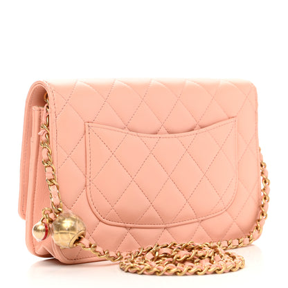 Chanel Lambskin Quilted Pearl Crush Wallet on Chain WOC Light Orange 2 of 9