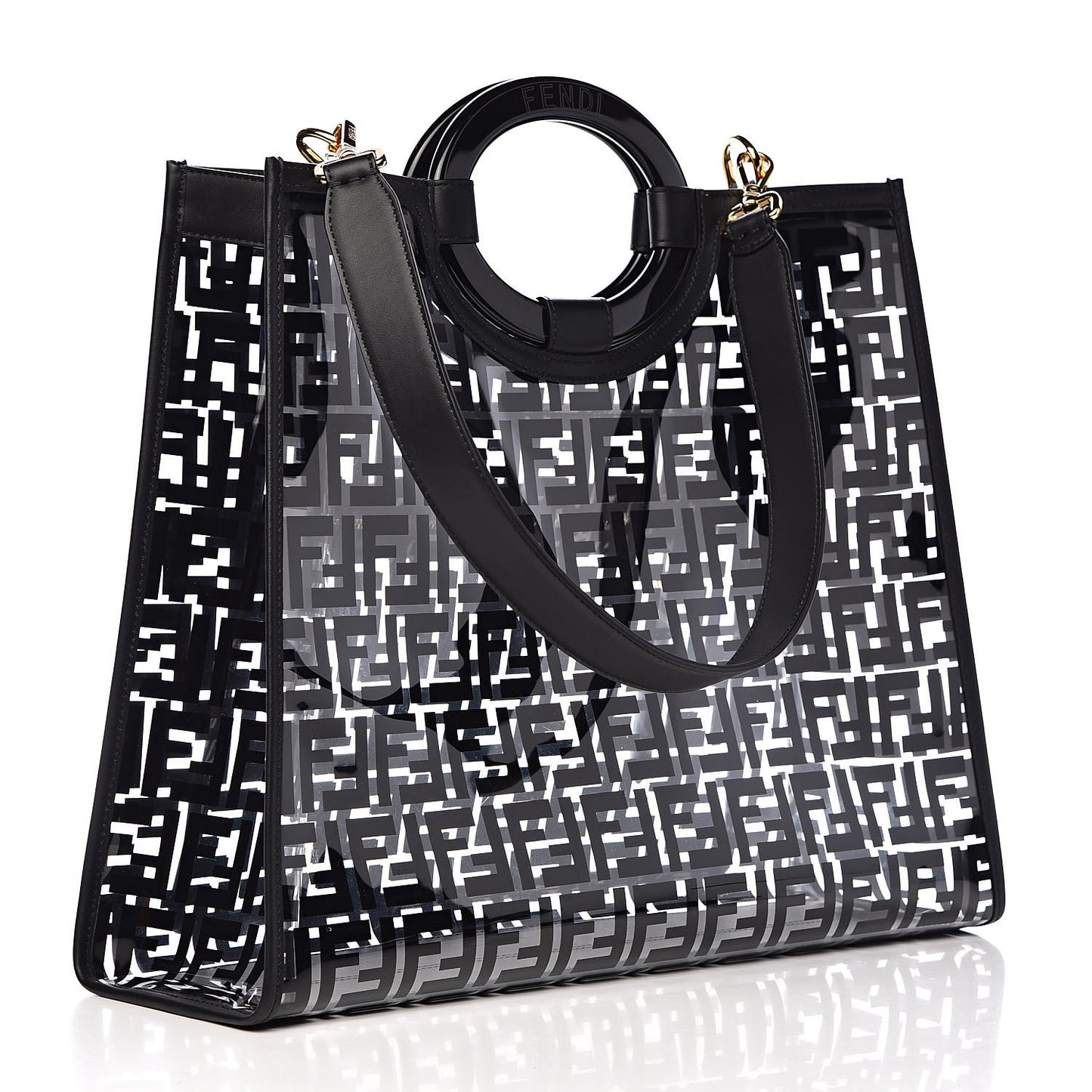 TPU FF Vitello Century Plexiglass Medium Runaway Shopper Tote Black