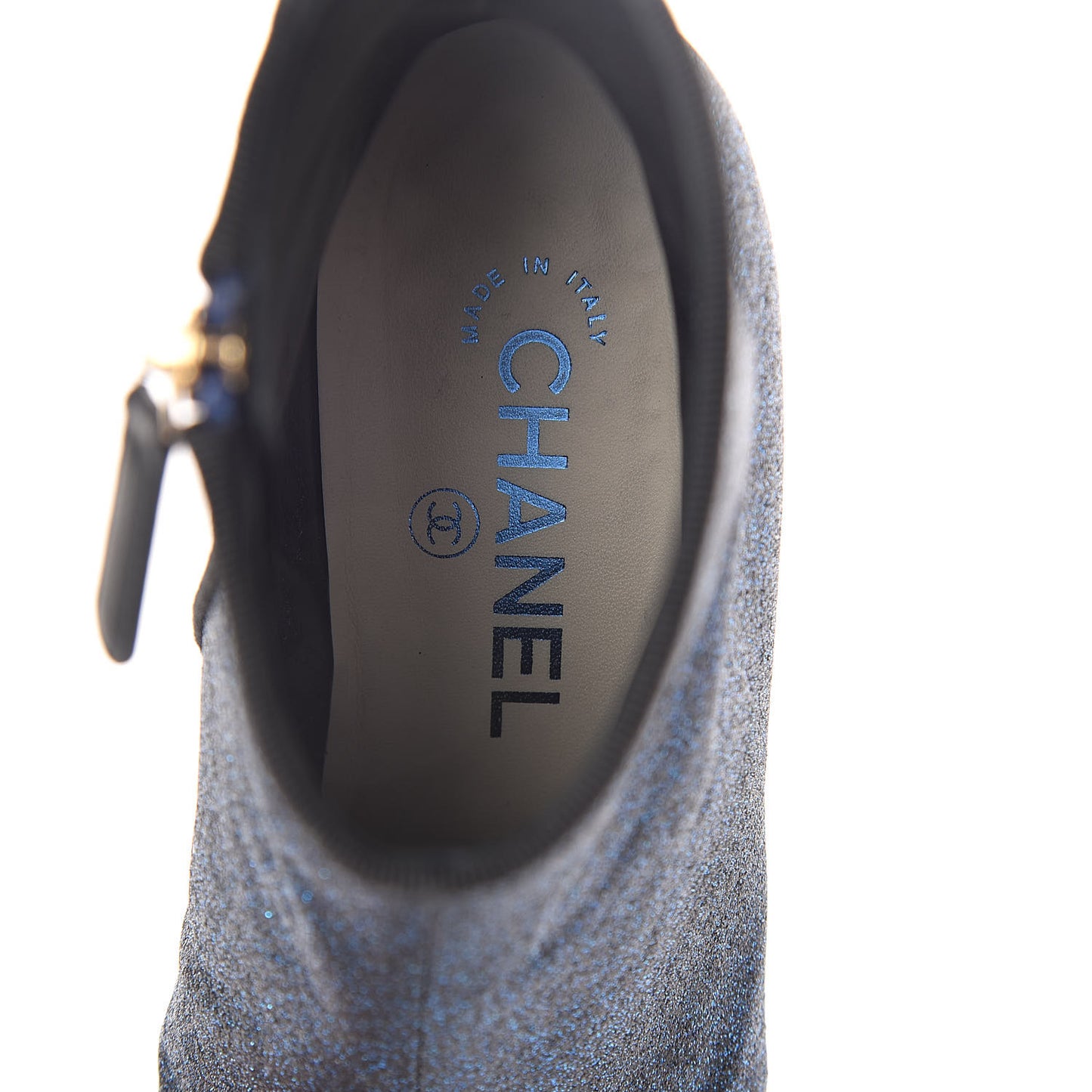 Sequin Grosgrain Cap Toe Short Boots 36.5 Navy Black