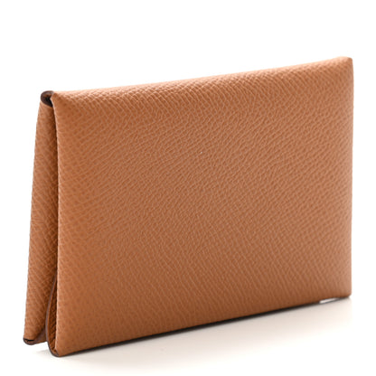 Hermes Epsom Calvi Duo Card Case Gold 3 of 8