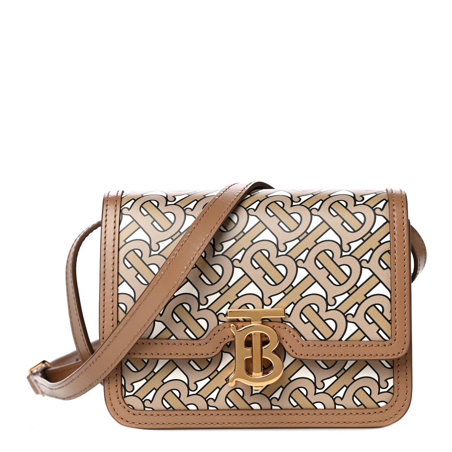 Calfskin Monogram Mini TB Bag Beige