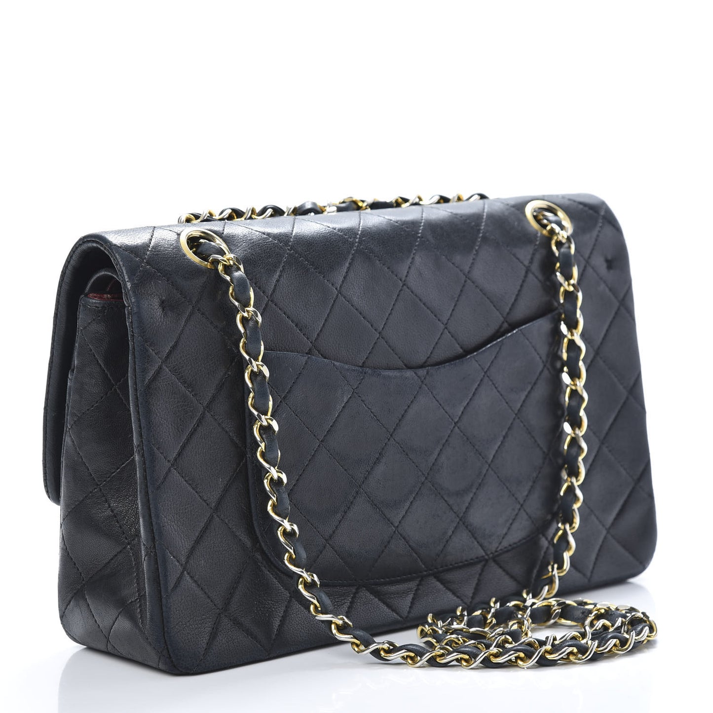 Lambskin Quilted Medium Double Flap Black