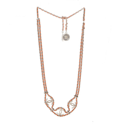 Chanel Metal Lambskin CC Chain Link Necklace Gold Orange 3 of 6