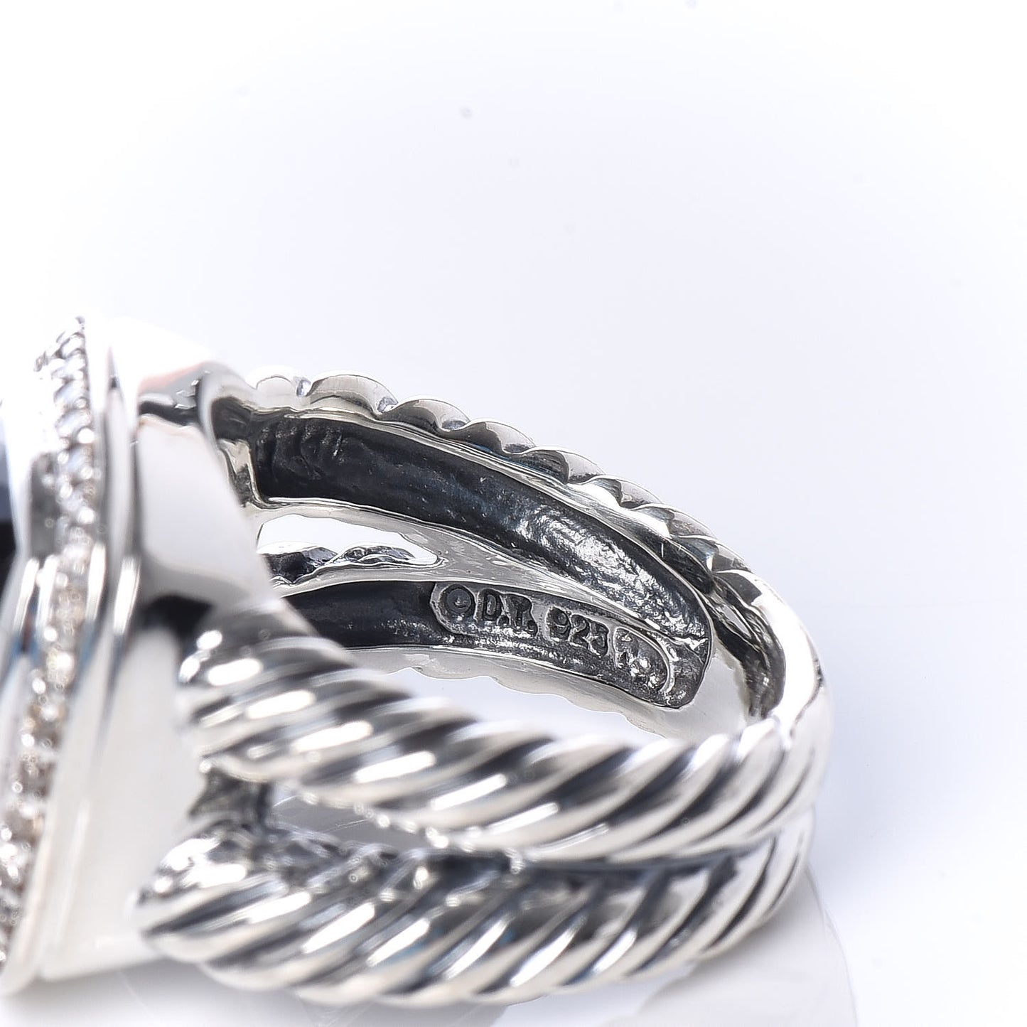 Sterling Silver Diamond Black Onyx 11mm Albion Ring 48 4.5