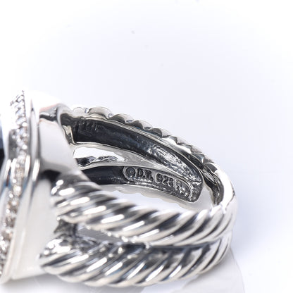 David Yurman Sterling Silver Diamond Black Onyx 11mm Albion Ring 48 4.5 5 of 5