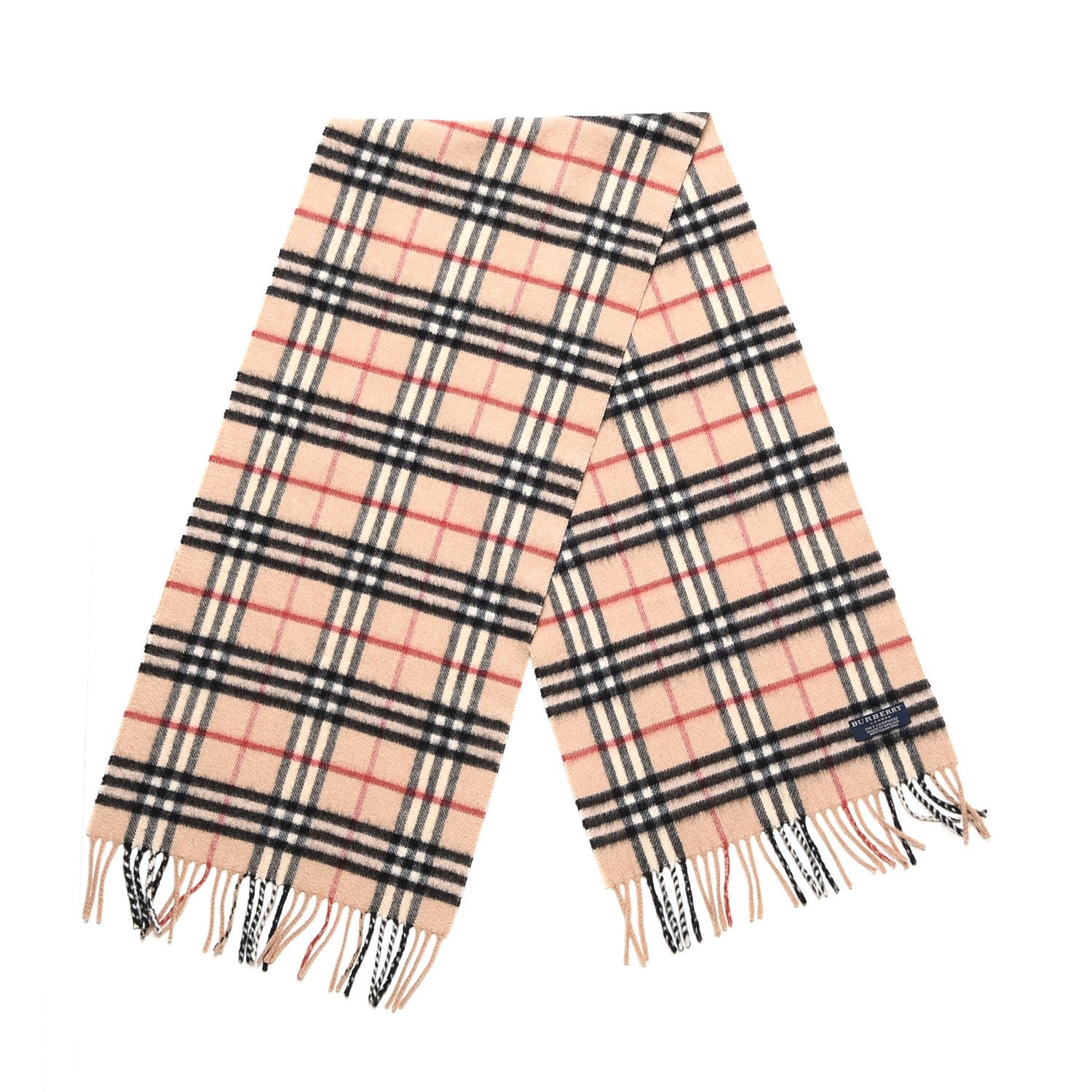 Burberry Cashmere Nova Check Fringe Scarf Camel 3 of 4