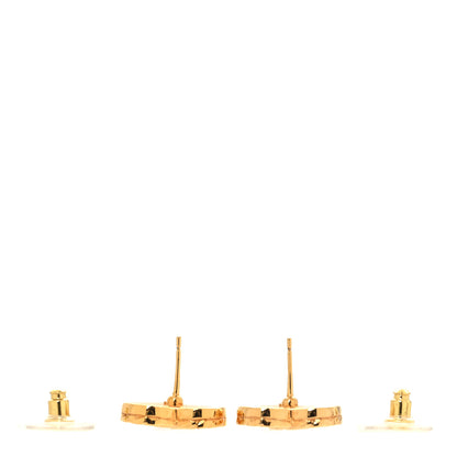 Chanel Metal Enamel CC Denim Heart Earrings Gold Blue 3 of 5