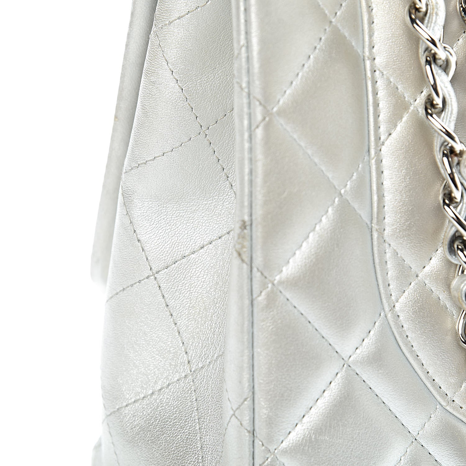 Chanel Metallic Lambskin Quilted Maxi Single Flap Silver 11 of 16