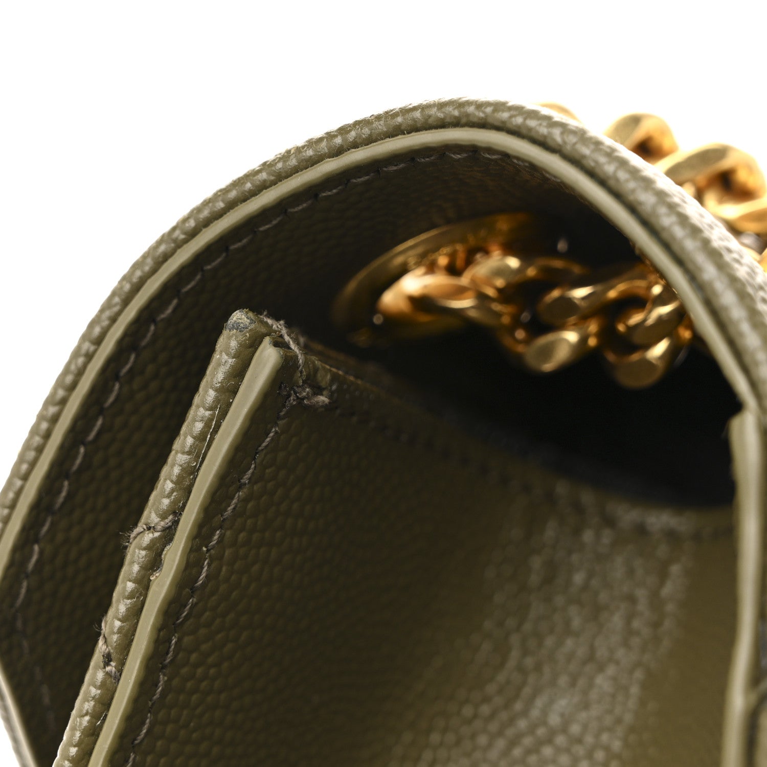 Saint Laurent Grain De Poudre Textured Mixed Matelasse Triquilt Medium Monogram Satchel Vert Kaki 12 of 13