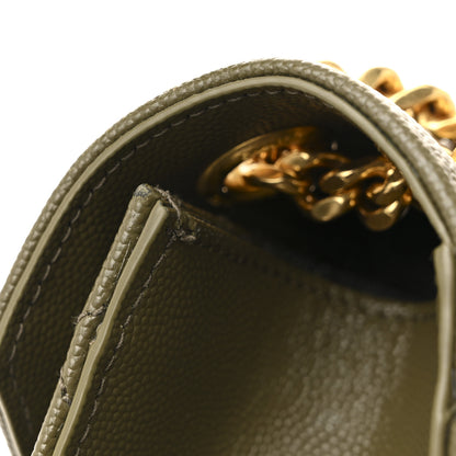 Saint Laurent Grain De Poudre Textured Mixed Matelasse Triquilt Medium Monogram Satchel Vert Kaki 12 of 13