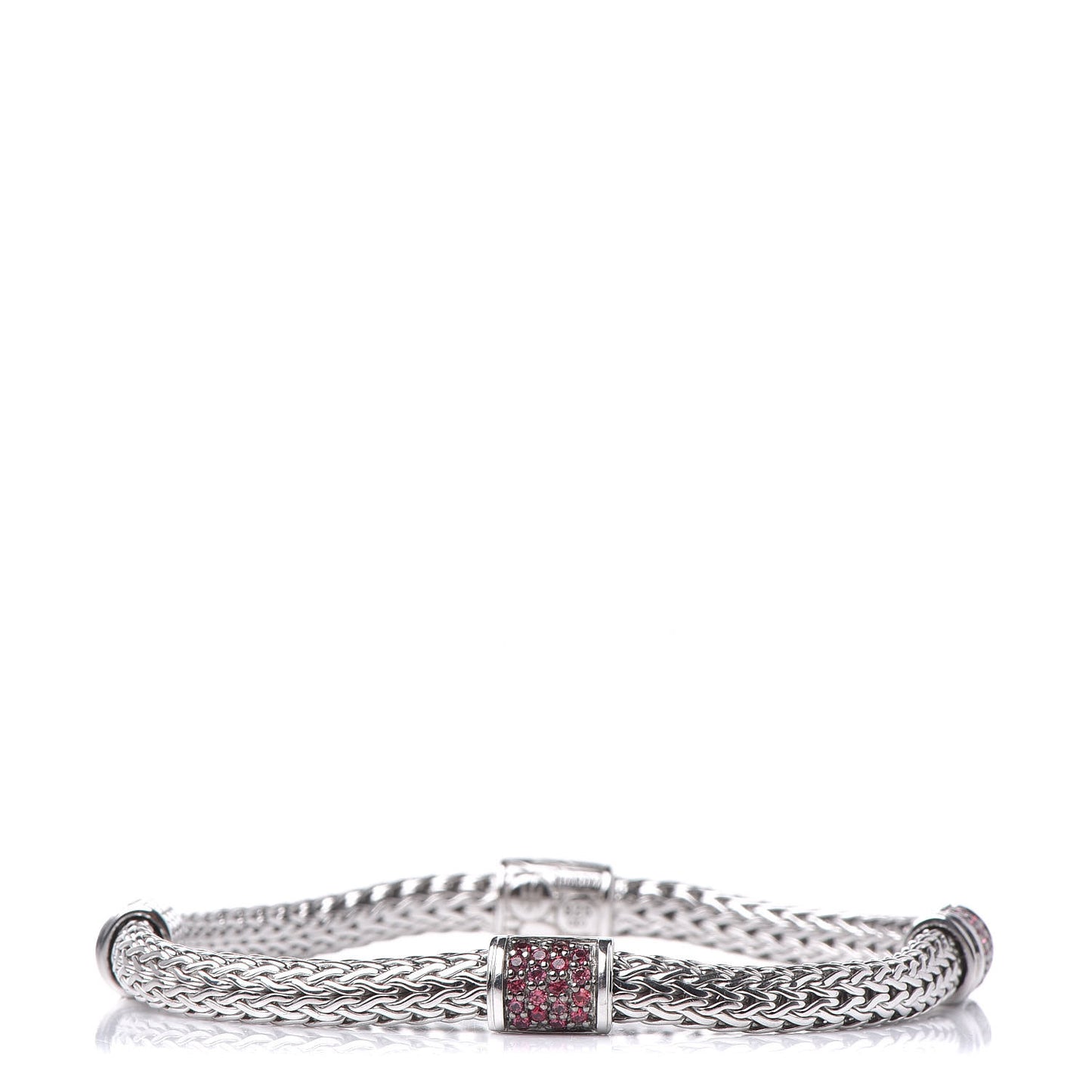 Sterling Silver Red Spinel 4 Station Classic Chain Bracelet