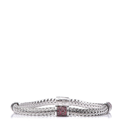 John Hardy Sterling Silver Red Spinel 4 Station Classic Chain Bracelet 1 of 5