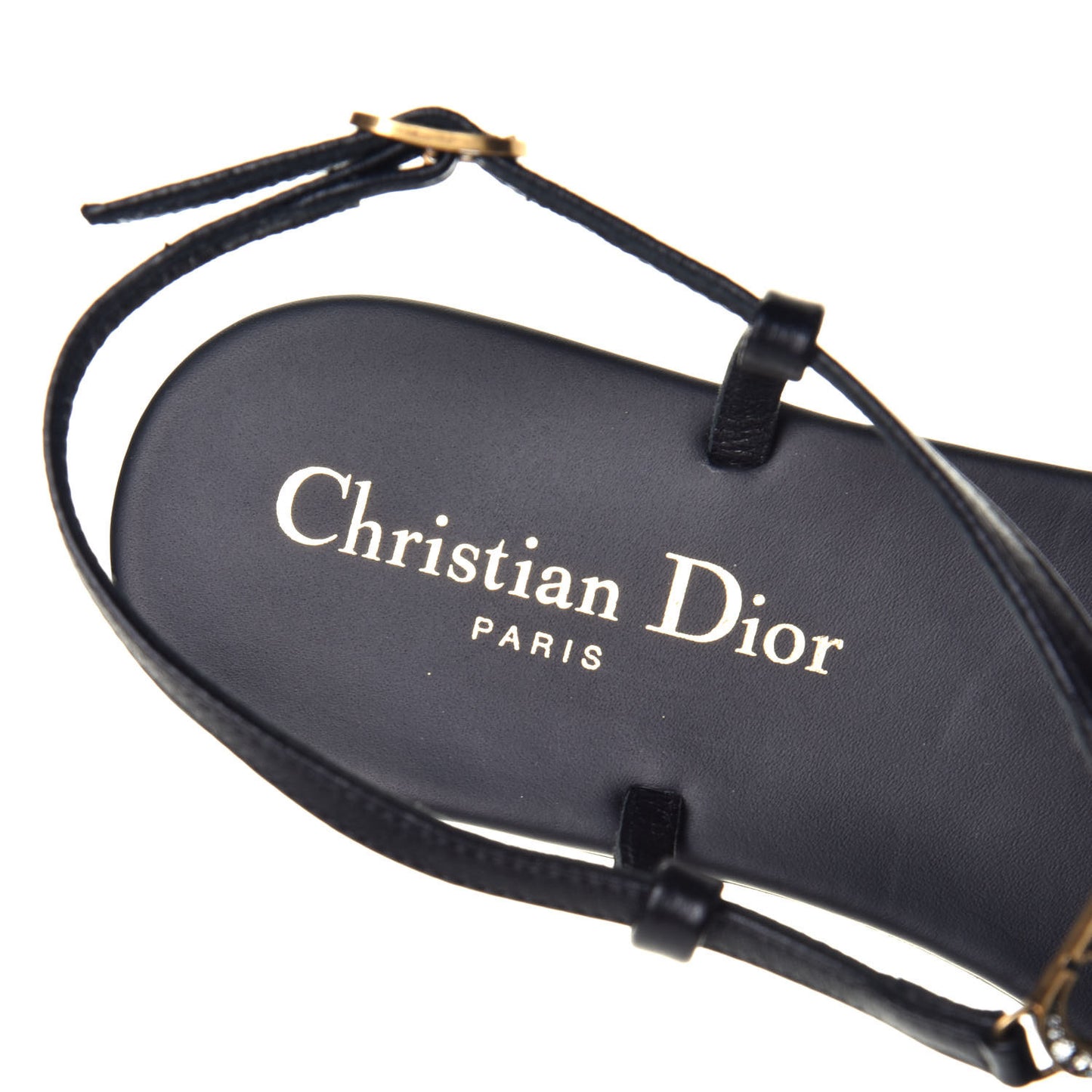 Lambskin Signature T-Strap Thong Sandals 36 Black