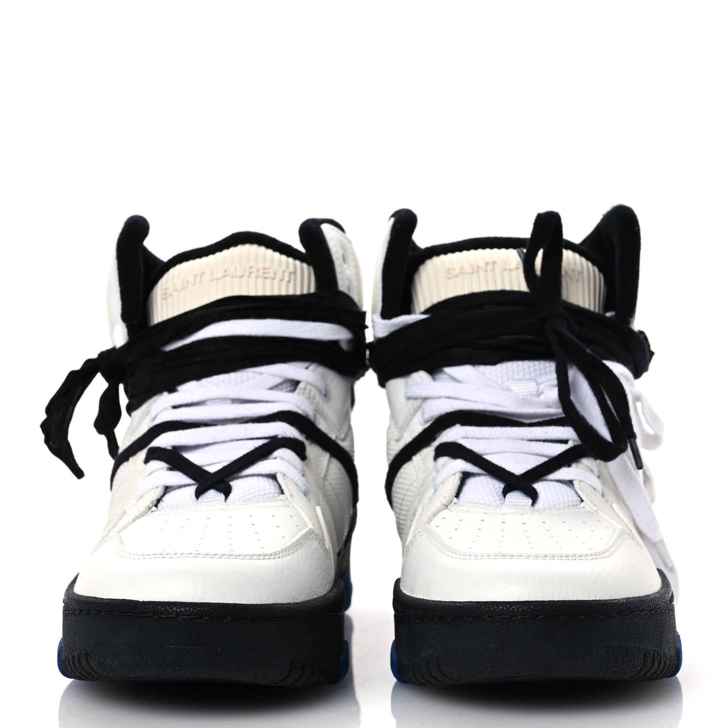 Saint Laurent Crackled Calfskin Mens Cure 05 High Top Sneakers 45 White Black 3 of 11