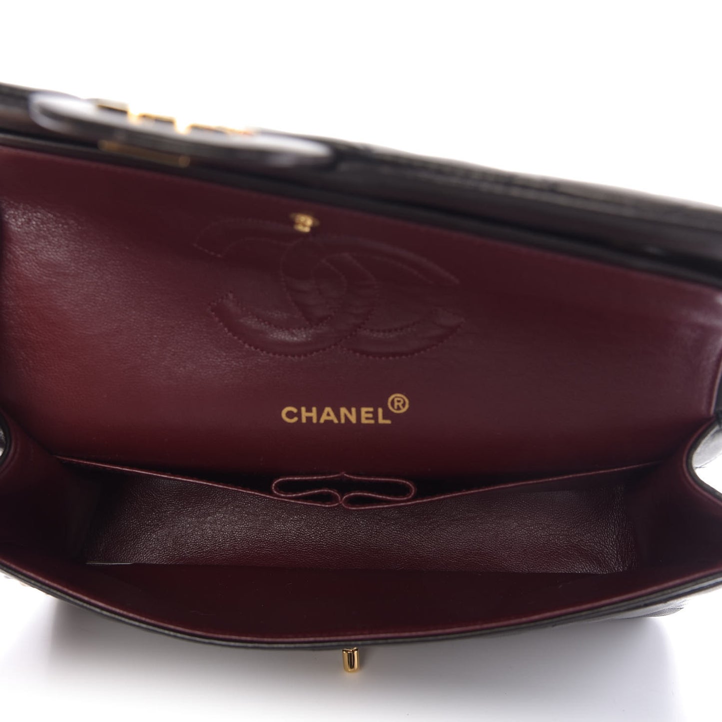 Lambskin Quilted Medium Double Flap Black