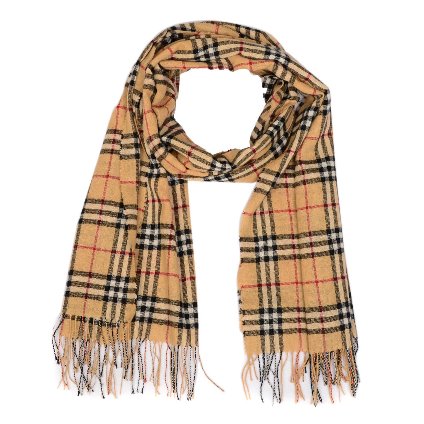 Cashmere House Check Shawl Camel