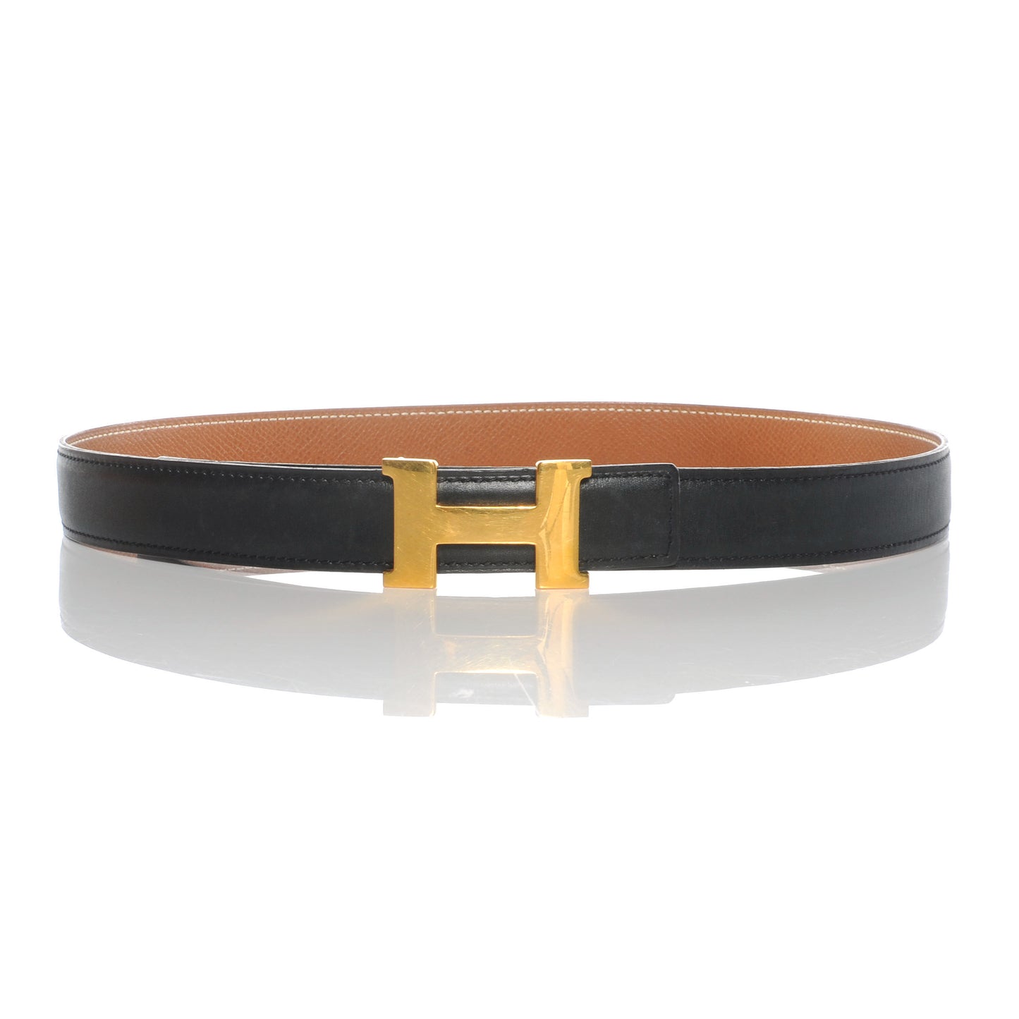 Box Courchevel Constance 24mm H Belt 70 Black Gold