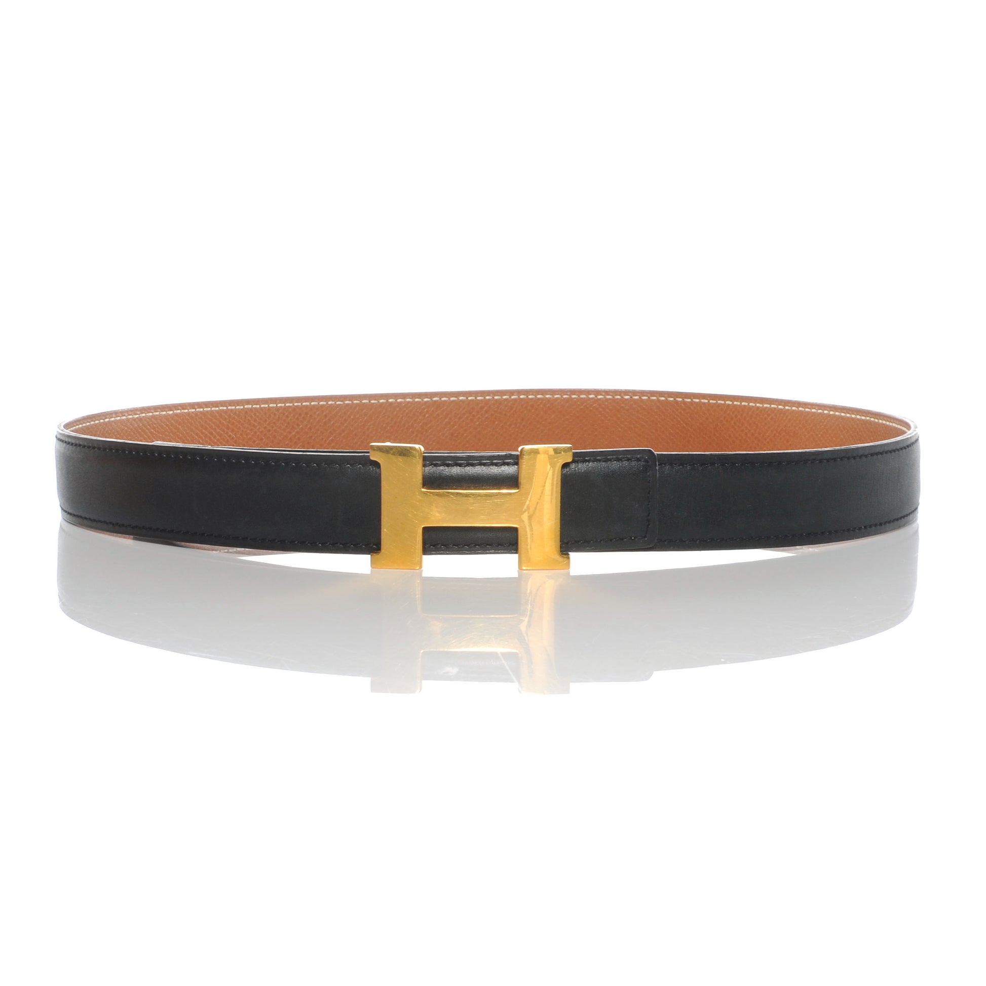 Hermes Box Courchevel Constance 24mm H Belt 70 Black Gold 1 of 9