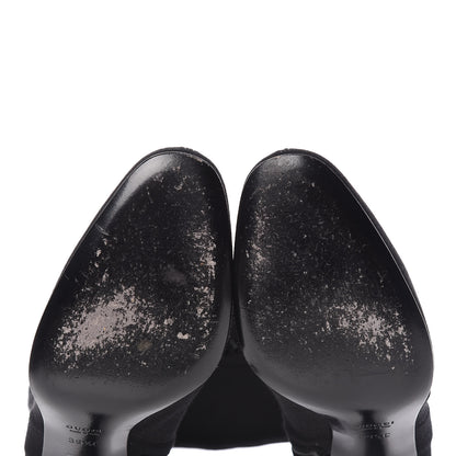 Gucci Canvas Web D Ring Knee High Boots 39.5 Black 9 of 13