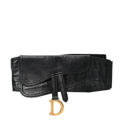 Christian Dior Crinkled Lambskin 135mm Saddle Belt Black 1 of 5