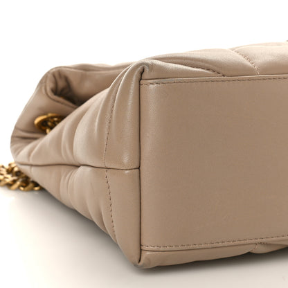 Saint Laurent Lambskin Quilted Medium Loulou Puffer Monogram Chain Satchel Dark Beige 7 of 8