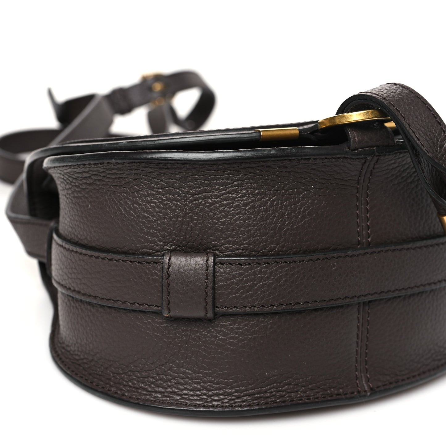 Grained Calfskin Small Marcie Saddle Bag Bold Brown