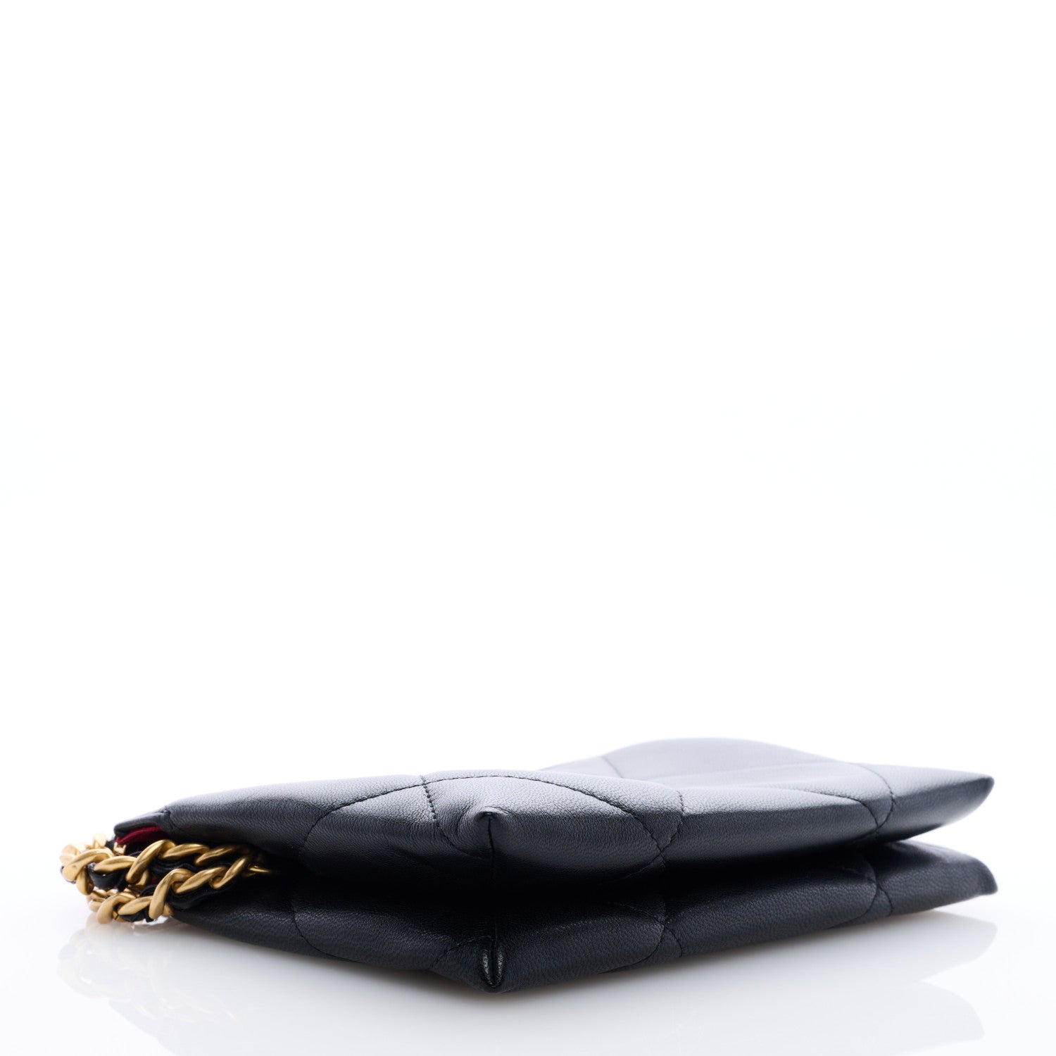 Chanel Shiny Goatskin Quilted Small Chanel 19 Pouch With Handle Black 4 of 7