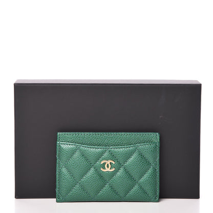 Chanel Metallic Caviar Quilted Card Holder Green 10 of 10