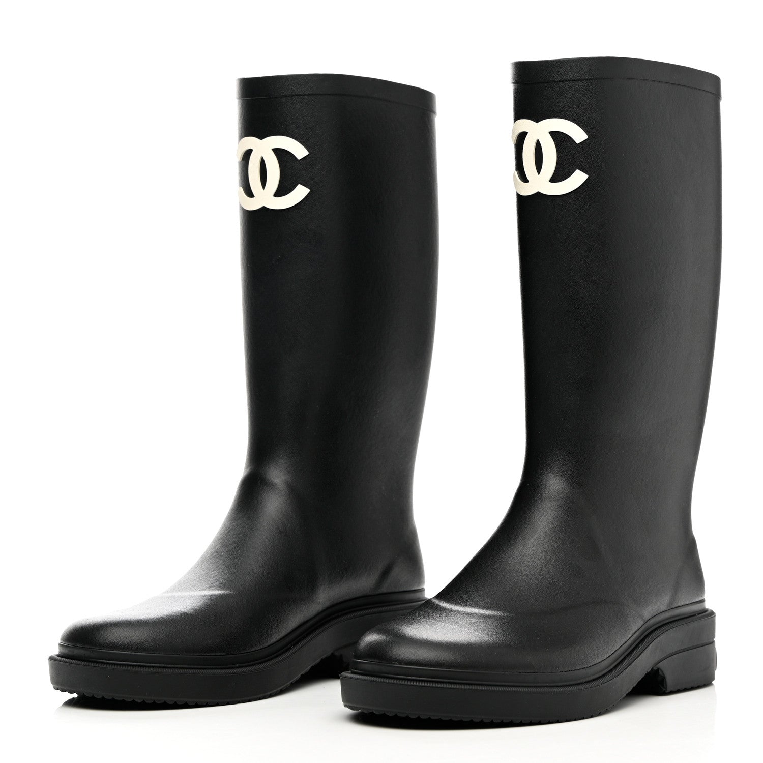 Chanel Caoutchouk CC High Boots 36 Black 3 of 12