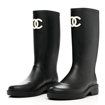 Chanel Caoutchouk CC High Boots 36 Black 3 of 12