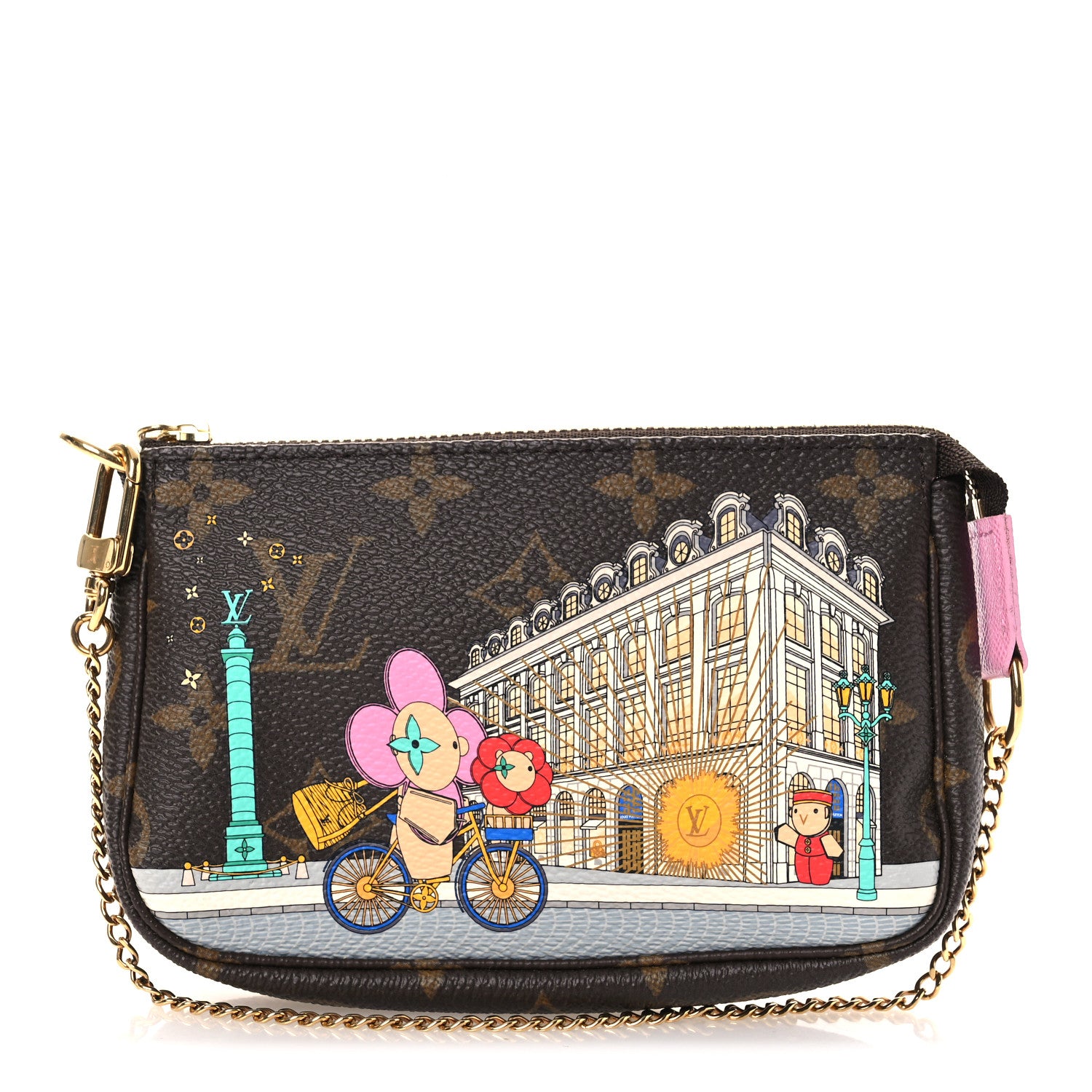 Louis Vuitton Monogram 2022 Christmas Animation Paris Mini Pochette Accessories Pink 1 of 10