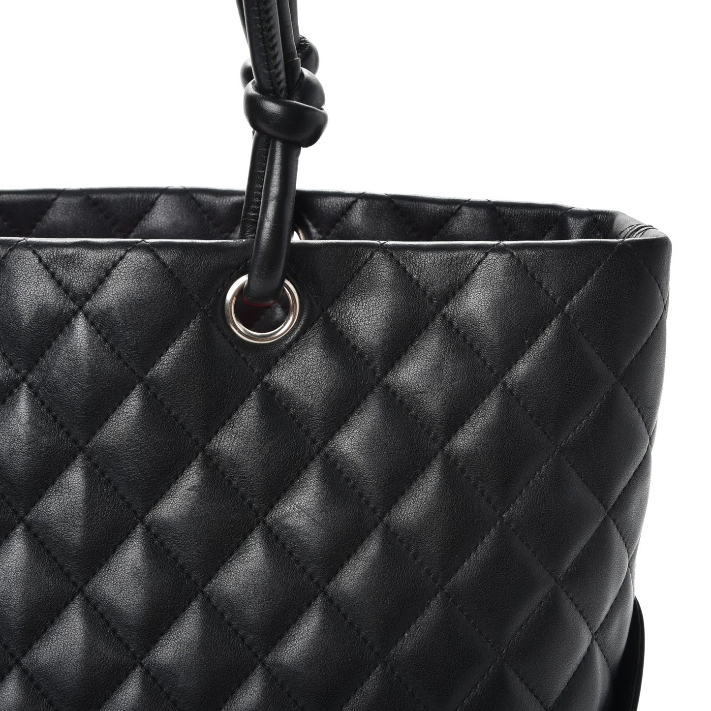 Calfskin Quilted Large Cambon Tote Black White
