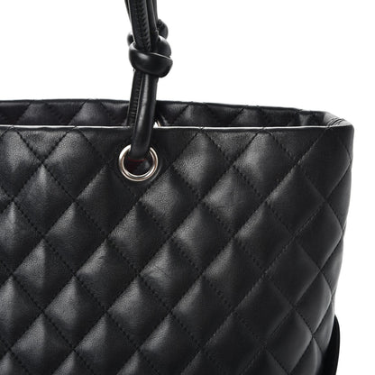 Chanel Calfskin Quilted Large Cambon Tote Black White 8 of 11