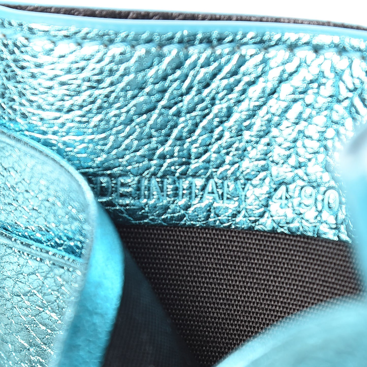 Metallic Goatskin Logo Everyday Multi Card Case Turquoise Black