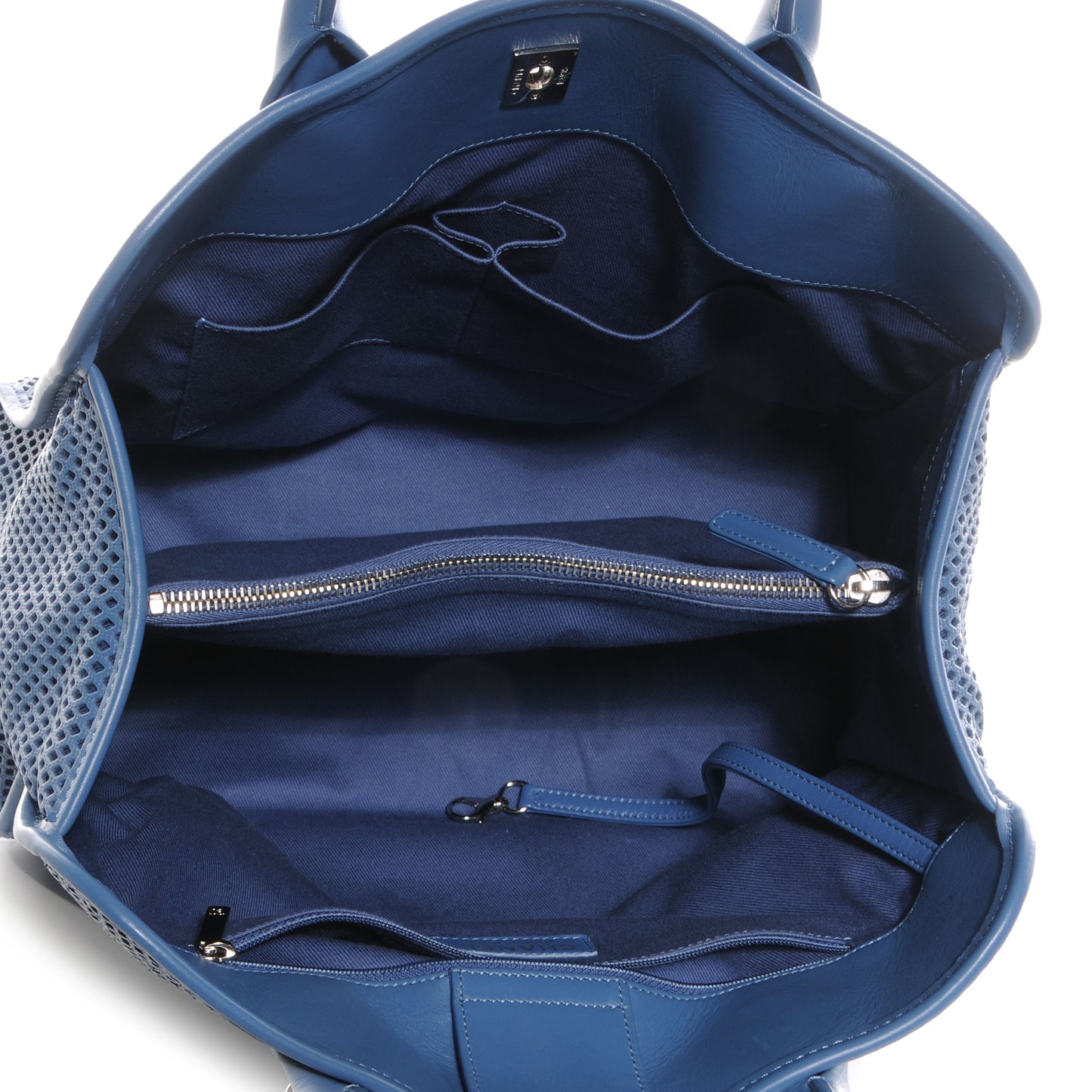 Calfskin Perforated Up In The Air Tote Dark Blue