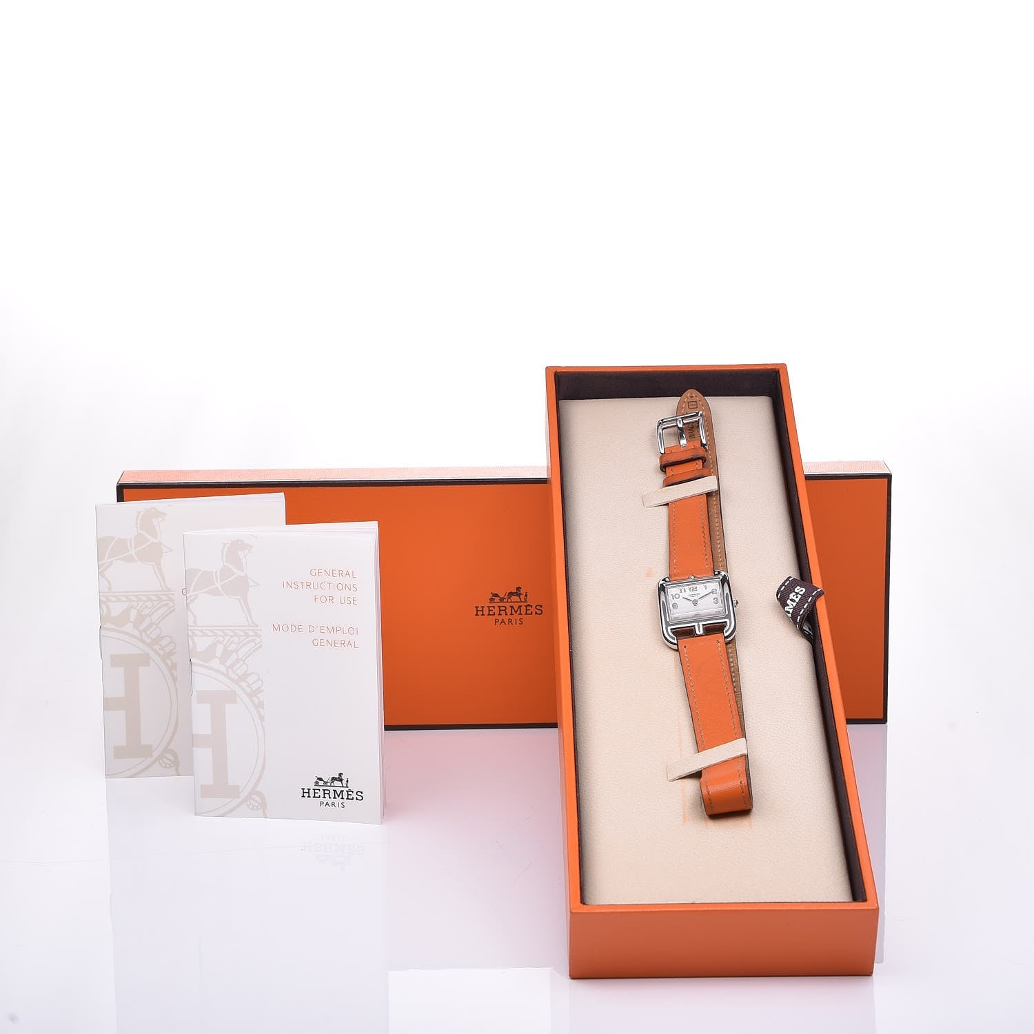 Hermes Stainless Steel Swift 23mm Cape Cod Double Tour Quartz Watch Orange 8 of 8