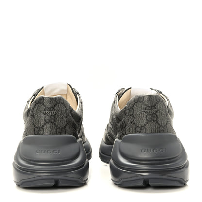 Gucci GG Supreme Monogram Apollo Calfskin Mens Rhyton Sneakers 8 Grey Black Graphite Grey 5 of 10